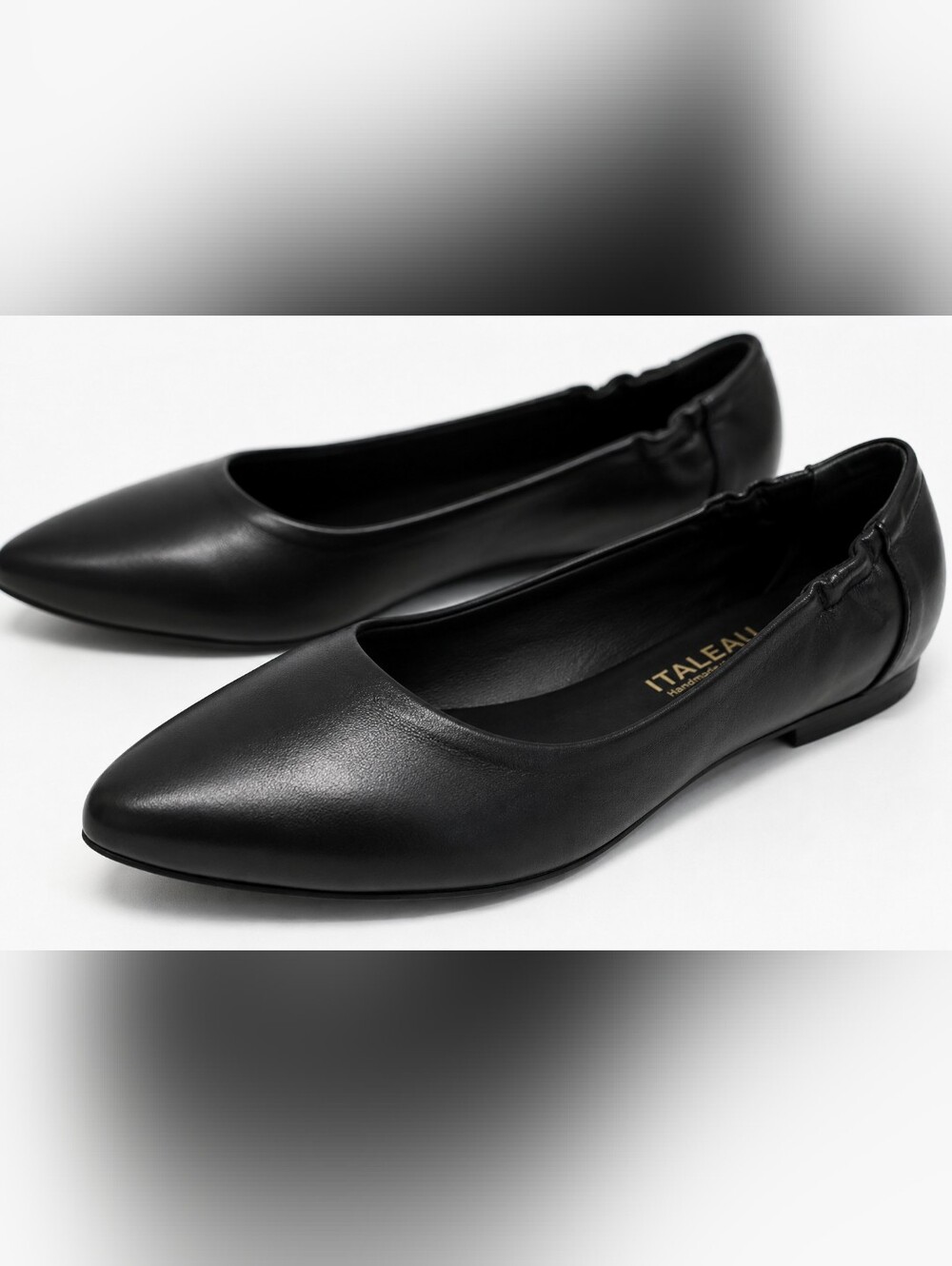 Italeau Mara FlexNP Jet Black Leather Ballet Flats EU 36.5 US 6.5 NIB Italy